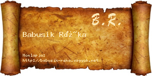 Babusik Réka névjegykártya